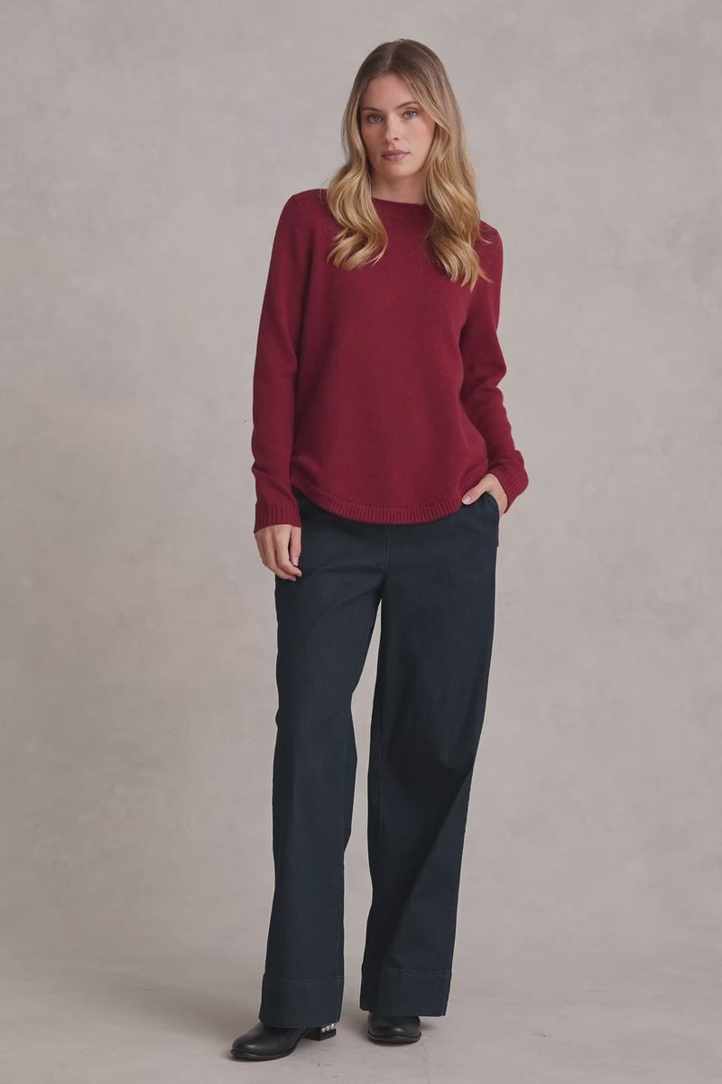 Merino Crew Neck Jumper - Scarlet Marle