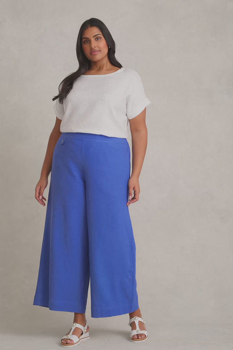 Pocket Detail Wide Leg Pant - Cobalt Cross Dye