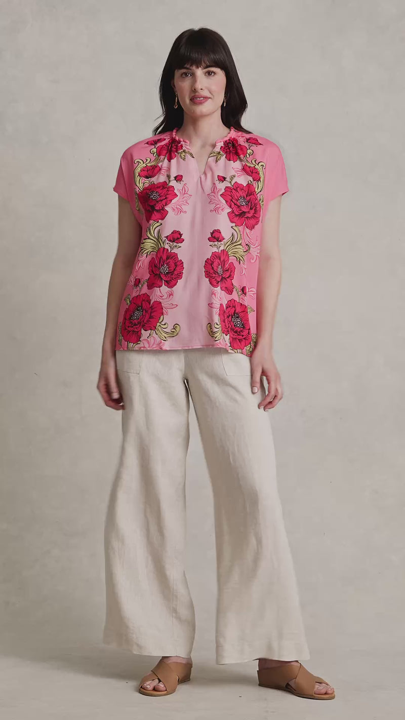 Twist Detail Top - Sunset Glow Print