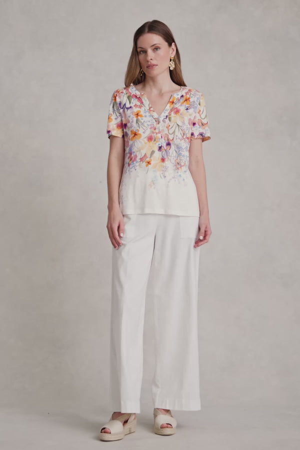 Notch Neck Tee - Fleur Print