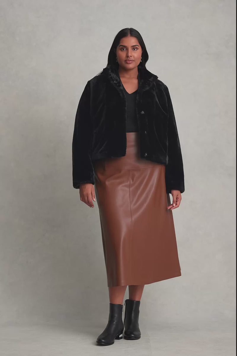 Faux Fur Cropped Jacket - Black
