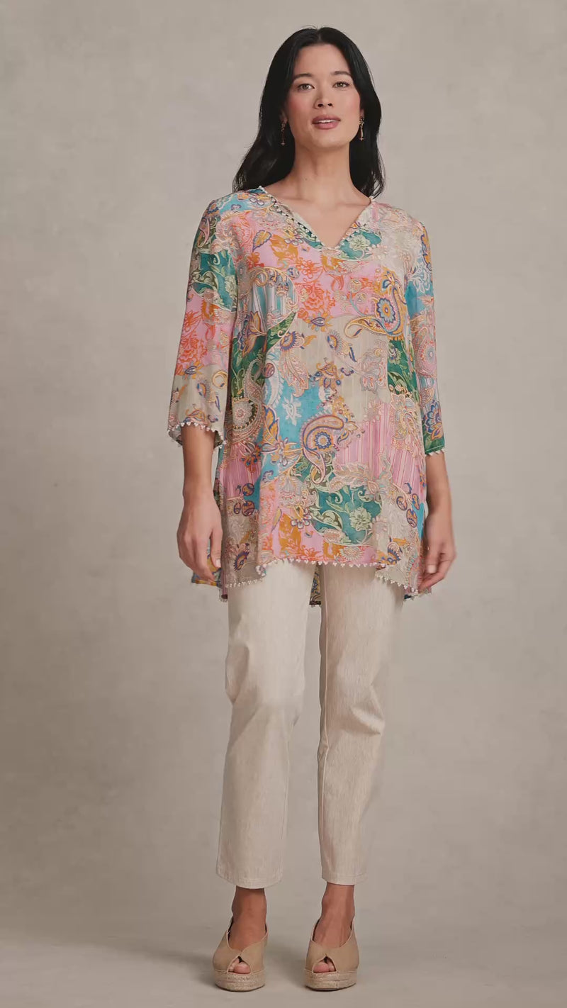 Beaded Silk Kaftan - Paisley Medley