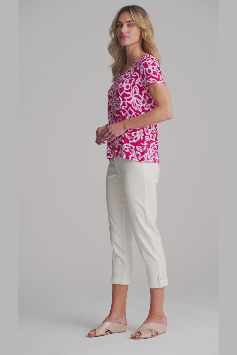 7/8 Tapered Pant with Cuff - Cream