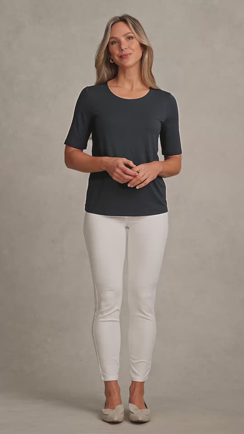Half Sleeve Round Neck Tee - Ink