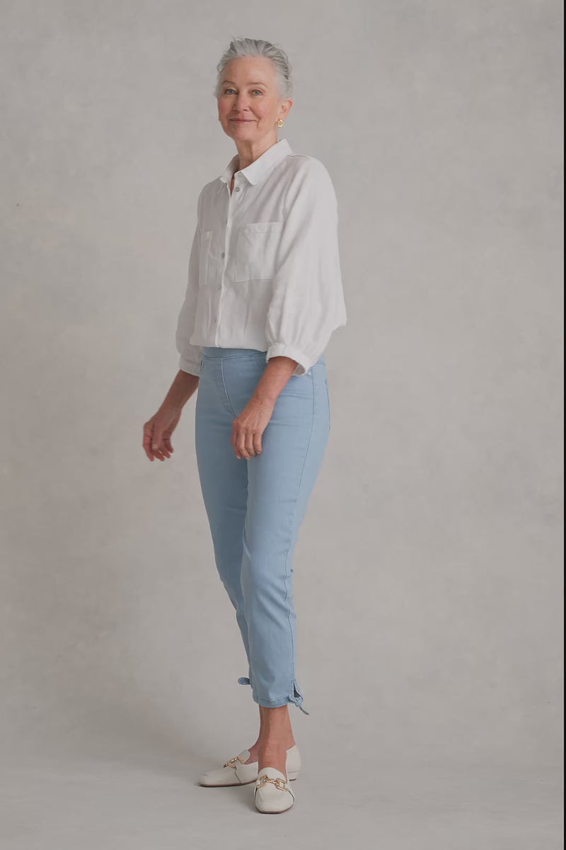 Bengajean Ankle Length Tied-Cuff - Dusty Blue