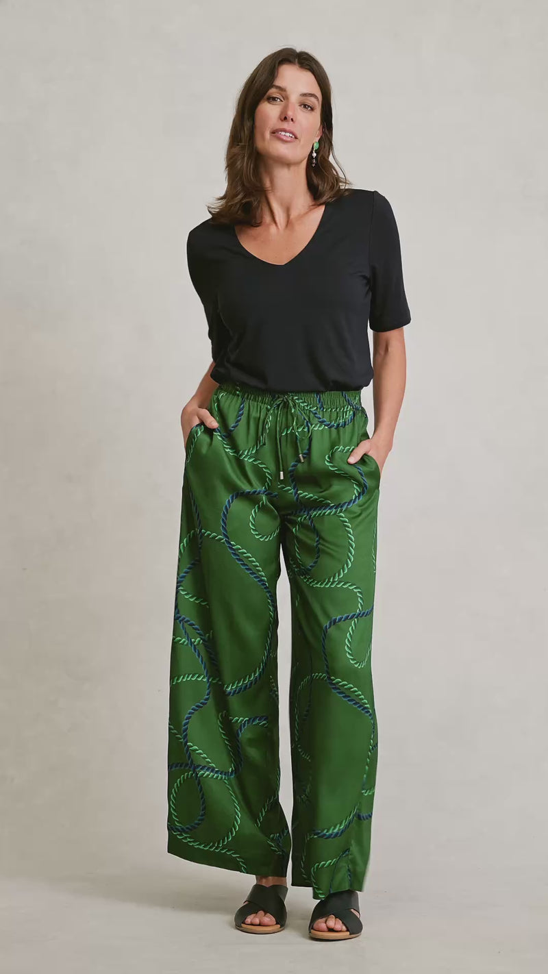 Viscose Pull On Print Pant - Rope Print
