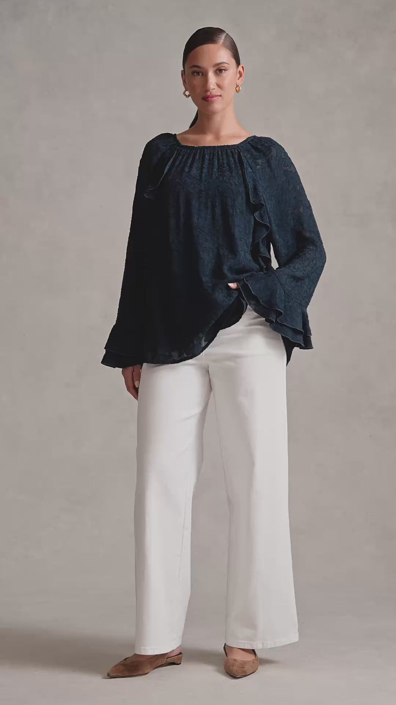 Cascading Georgette Blouse - Ink