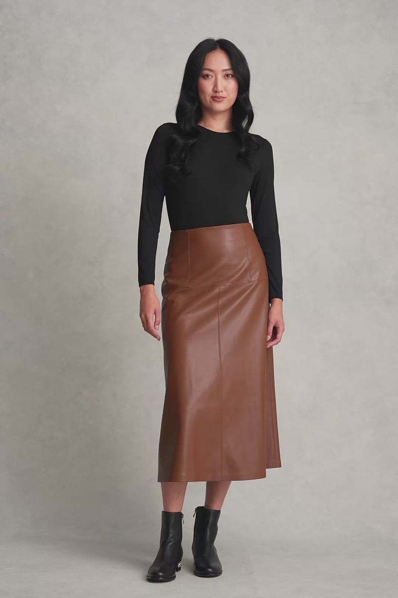 Faux Leather Skirt - Tan