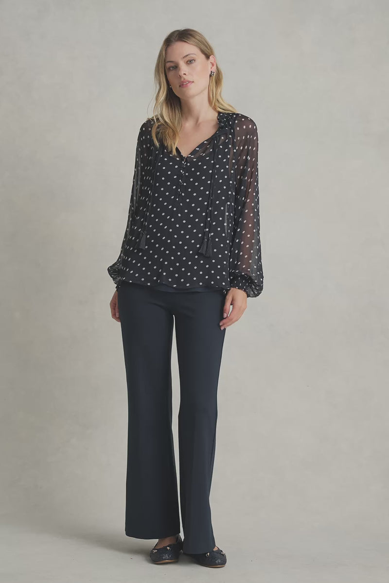 CRINKLE VISCOSE BLOUSE - DEEP NAVY SPOT