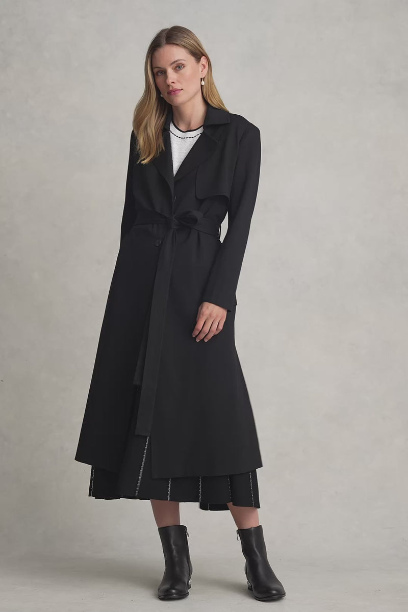 PONTE TRENCH COAT - BLACK