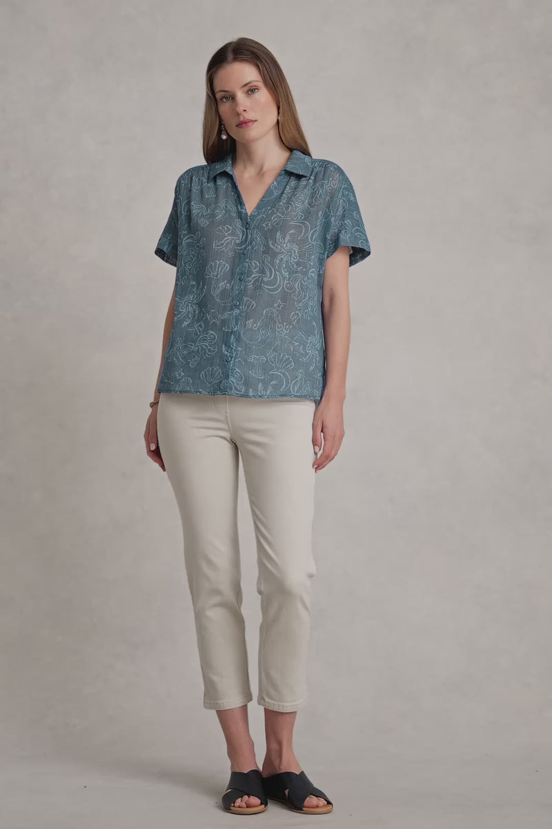 Printed Shirt - Tonal Mermaid Print
