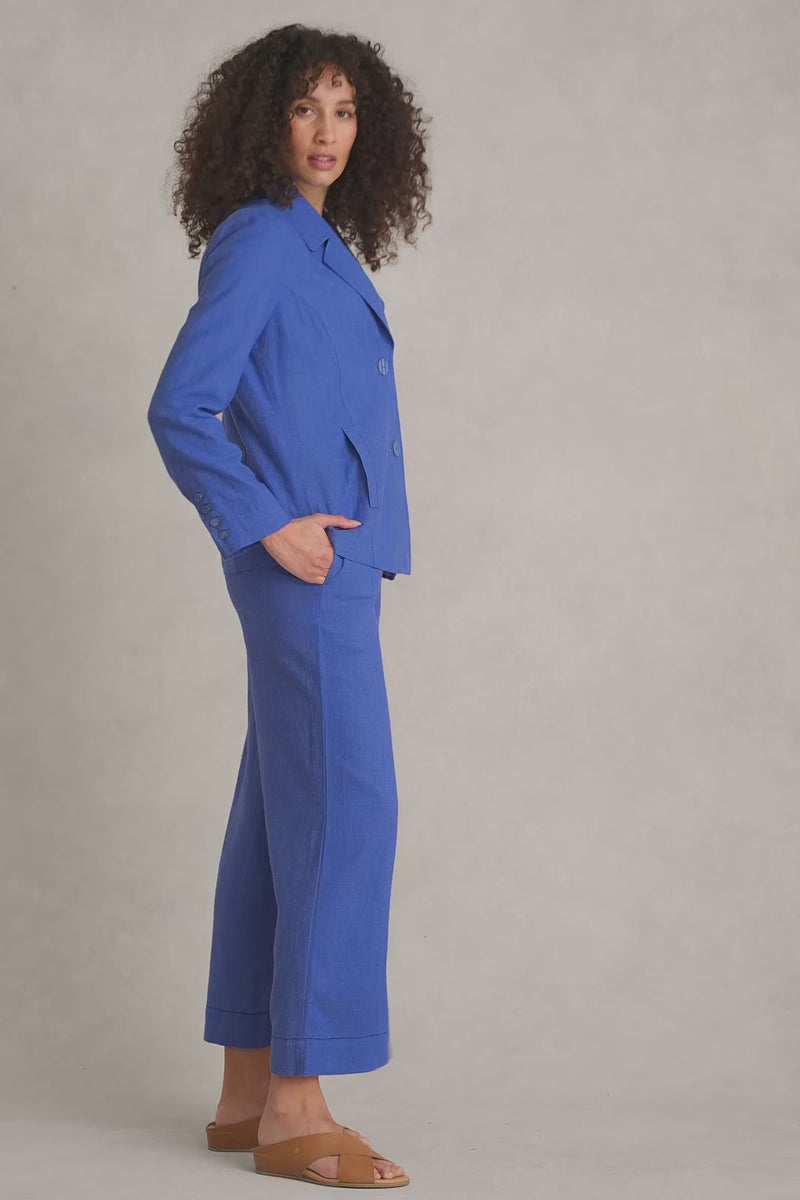 Linen Jacket - Cobalt Cross Dye