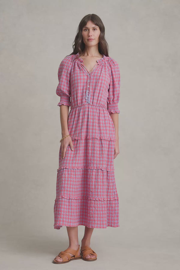 Cotton Gingham Tiered Dress