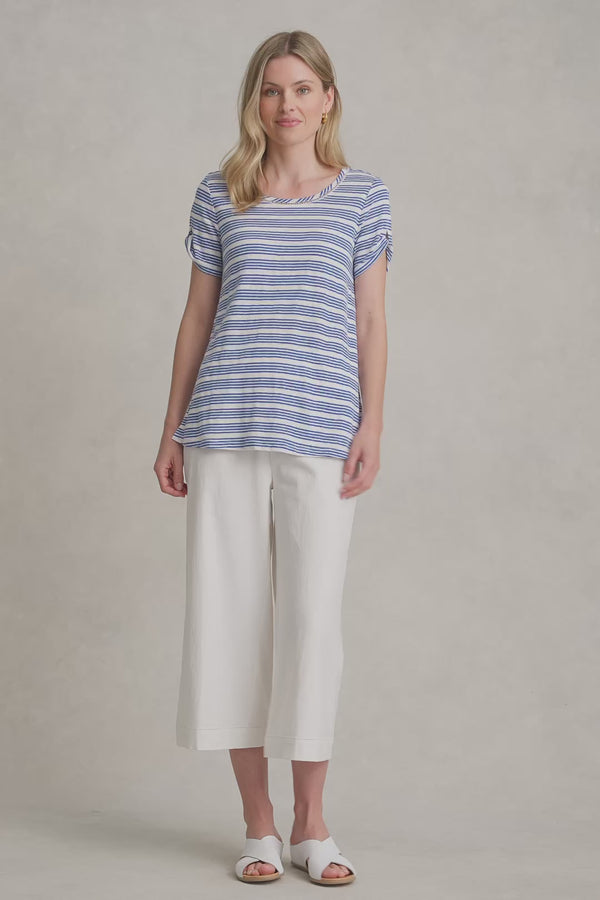 STRIPE LINEN TEE - BLUE MULTI STRIPE