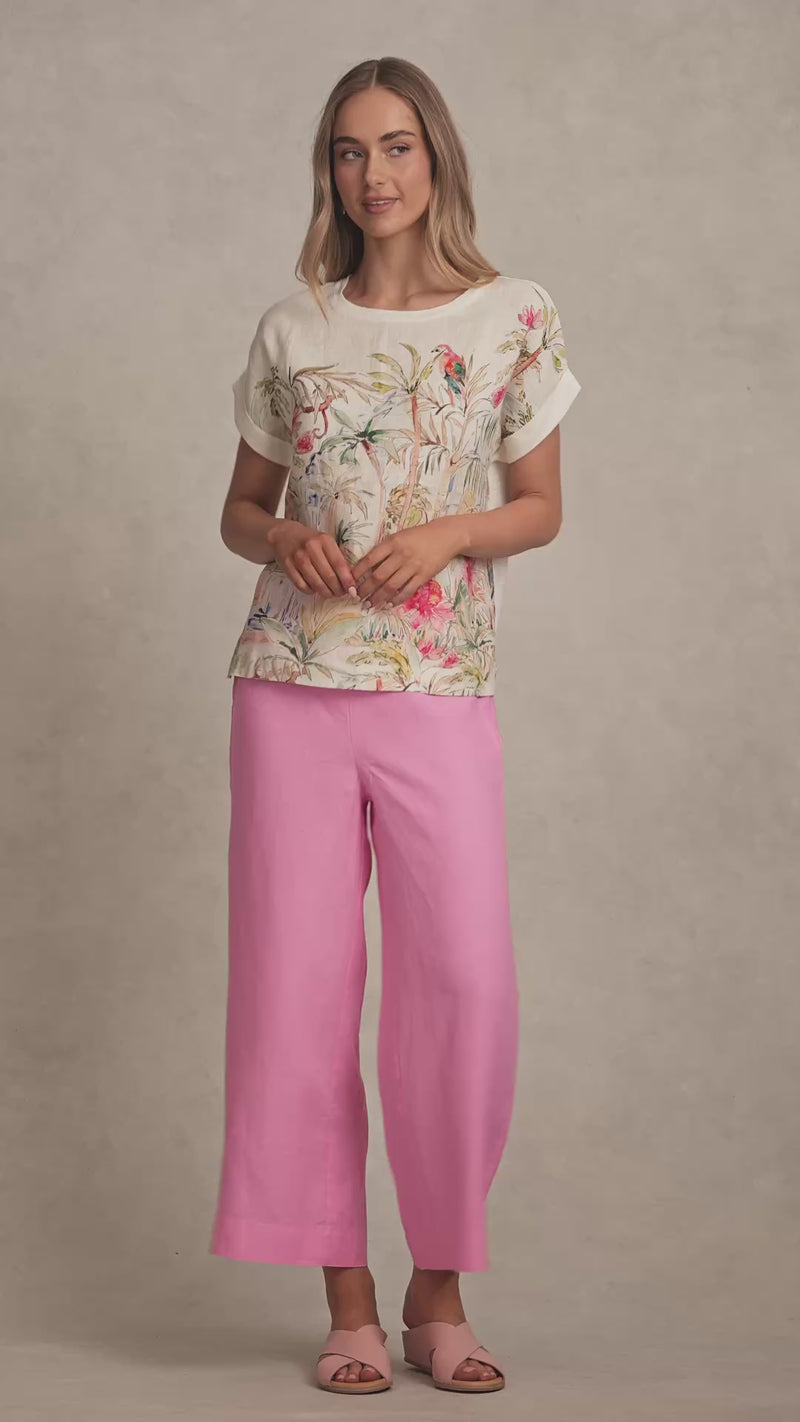 Printed Linen Mix Top - Jungle Print