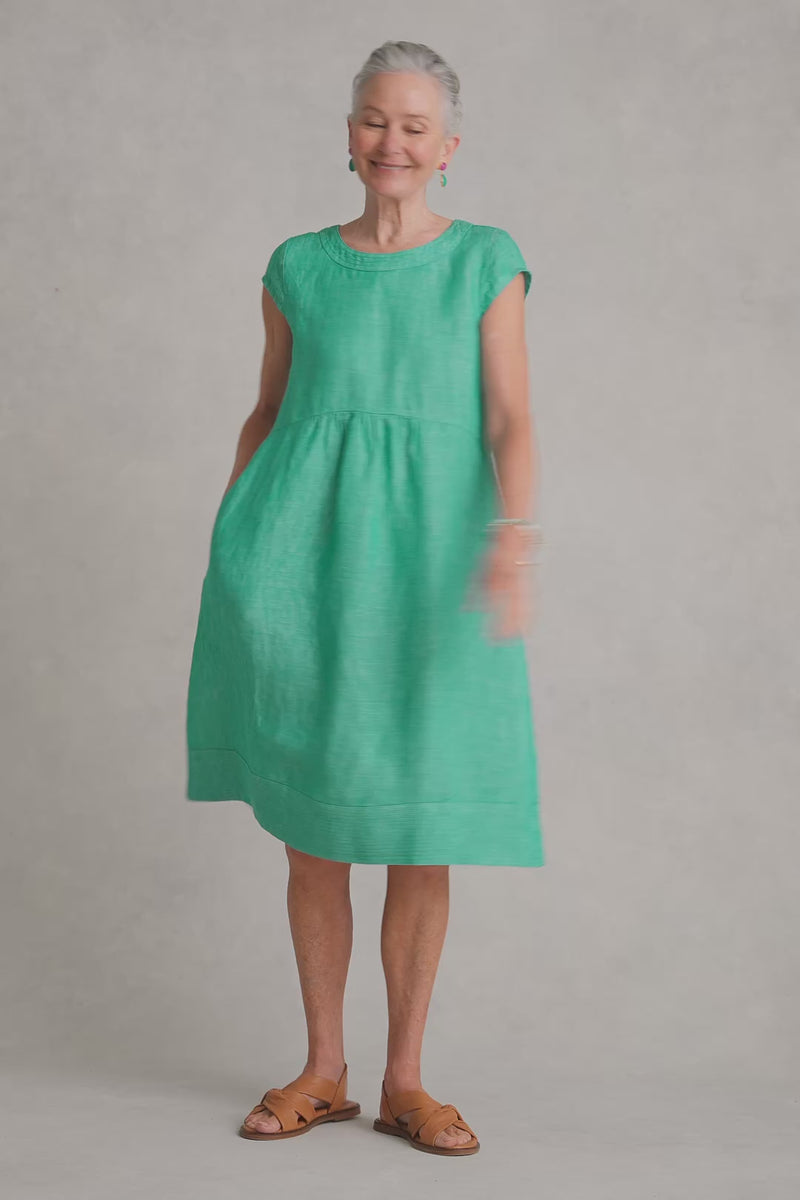Twill Hemp Linen Shift Dress - Viridian