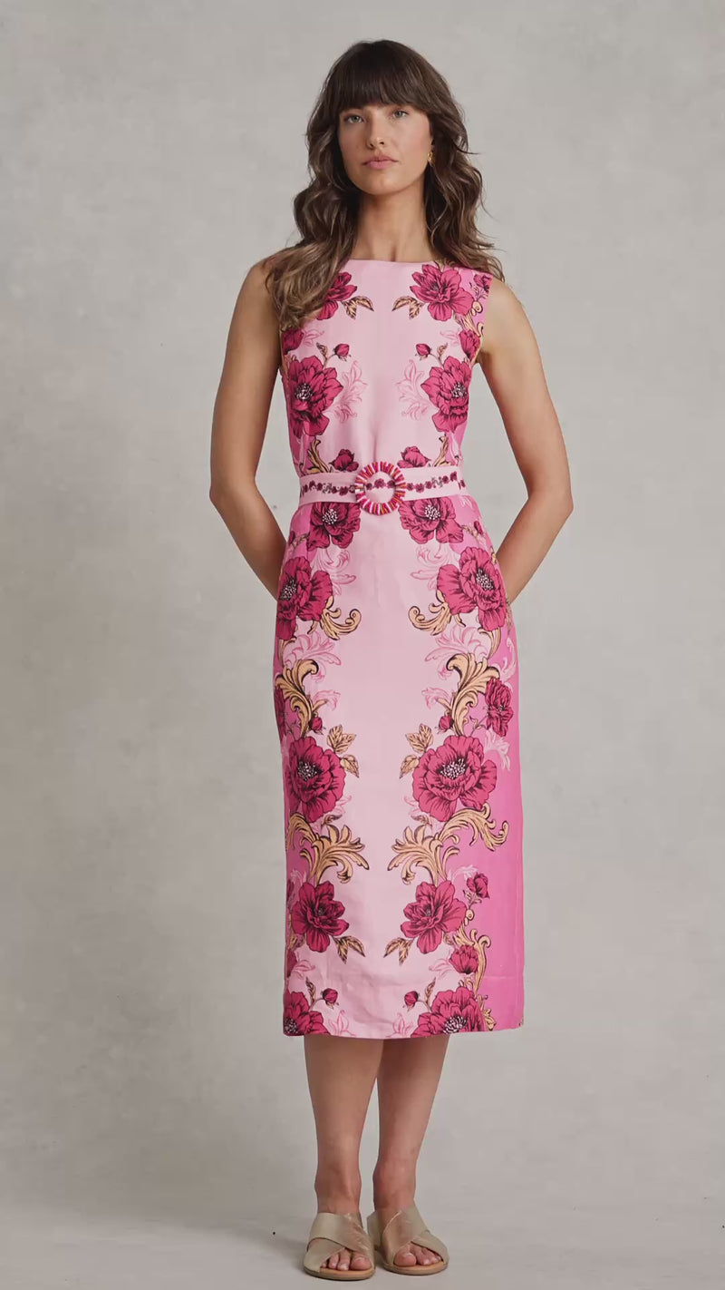 Linen Dress - Sunset Glow Print