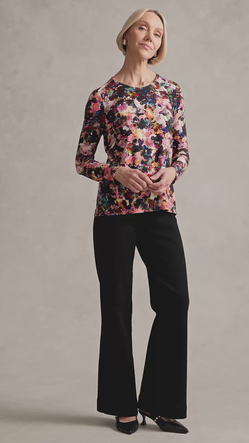 Double Layer Long Sleeve T-Shirt - Floral Collage Print