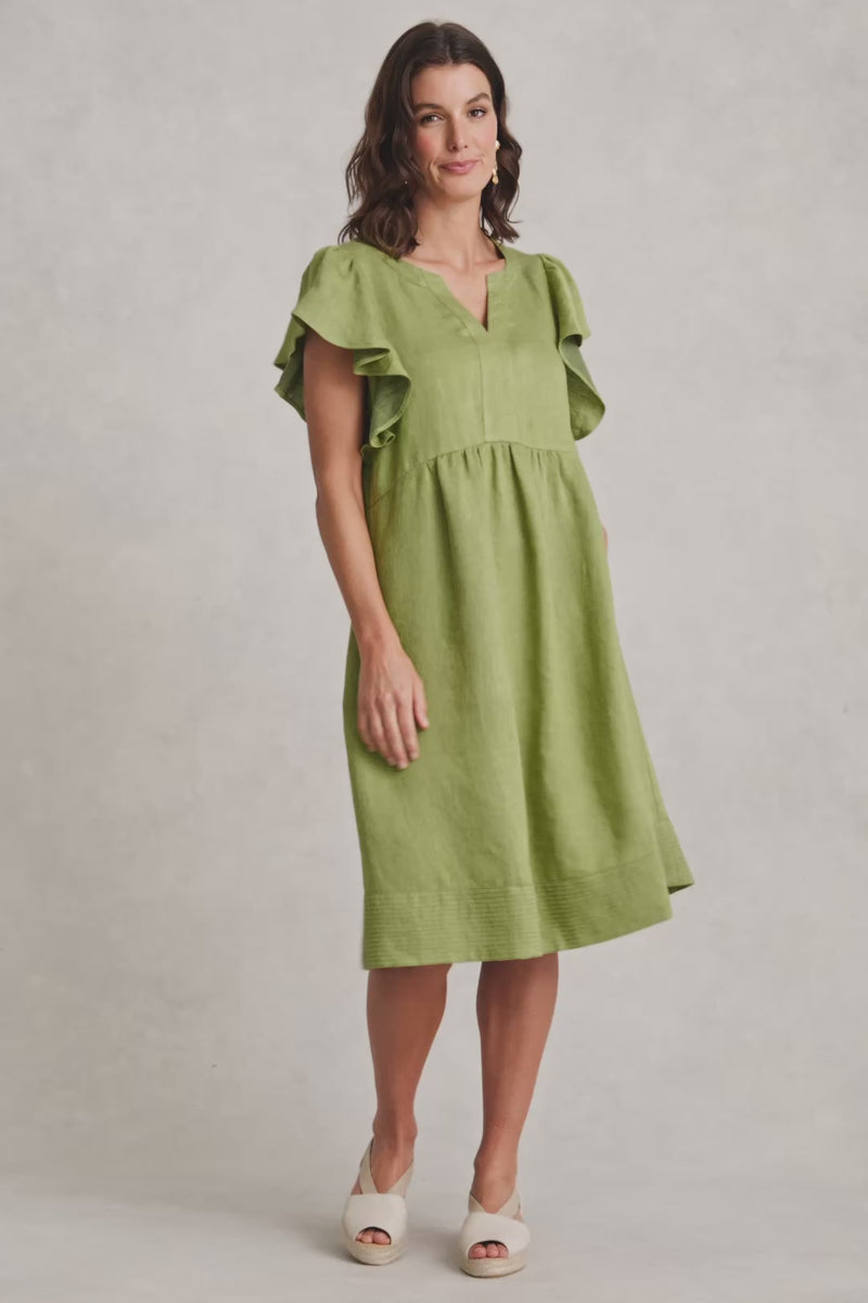 Flutter Sleeve Dress - Citrus Cross Dye
