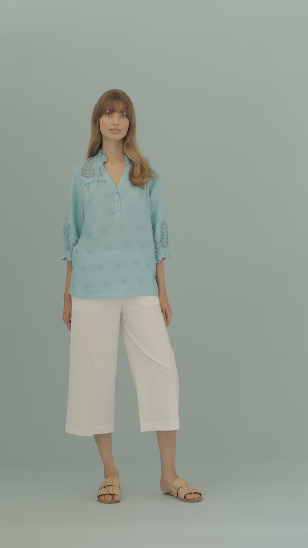 Lace Embroidered Linen Top