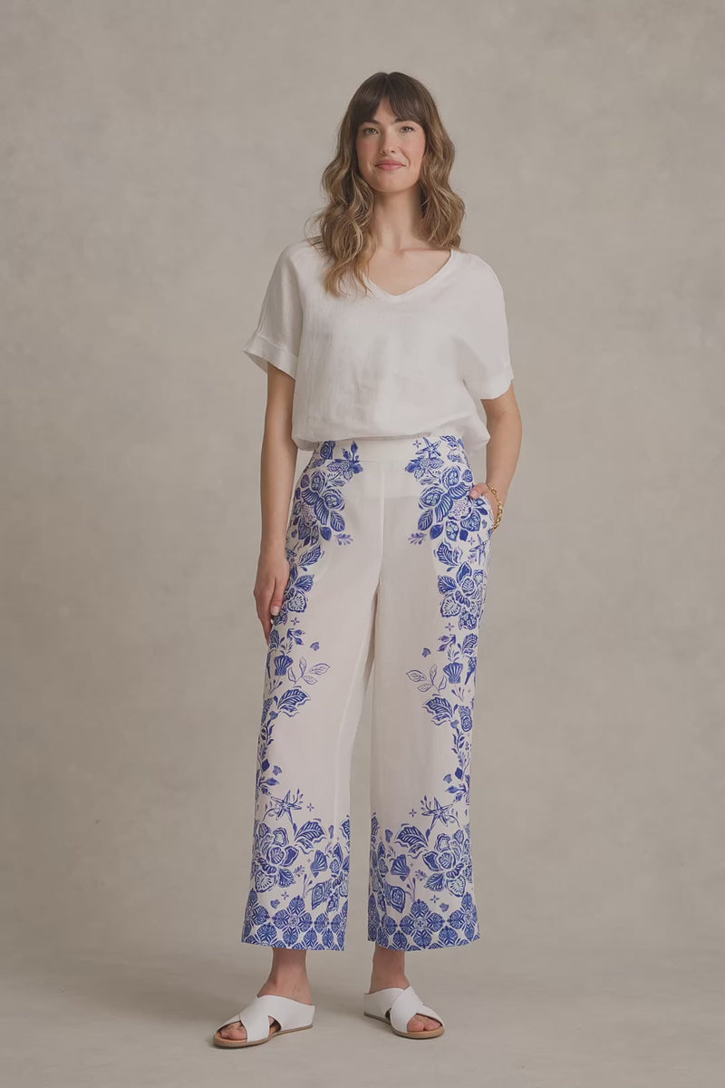 BORDER PRINT 7 8TH PANT - TOILE DE SEASIDE