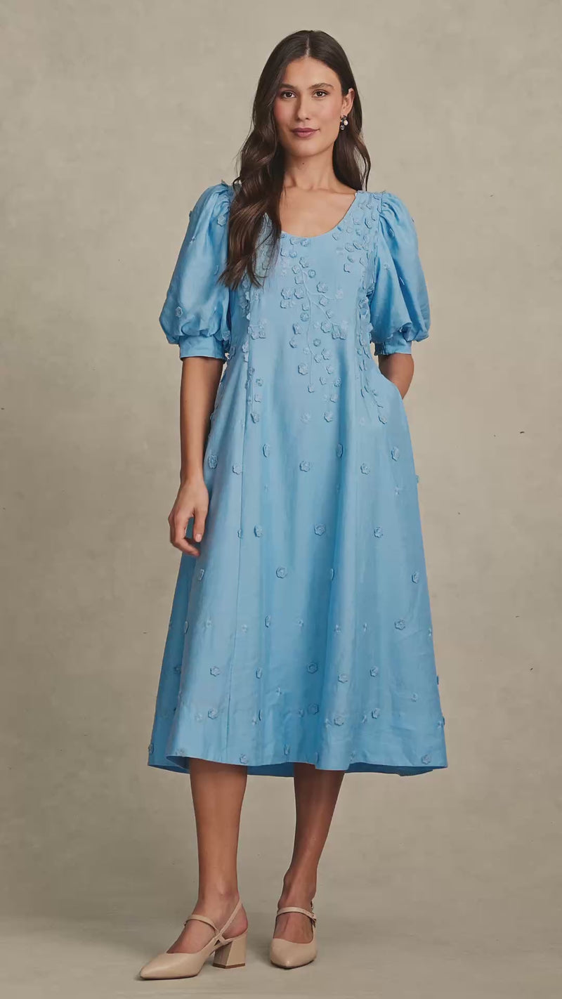 Jacquard Event Dress - Sky Blue