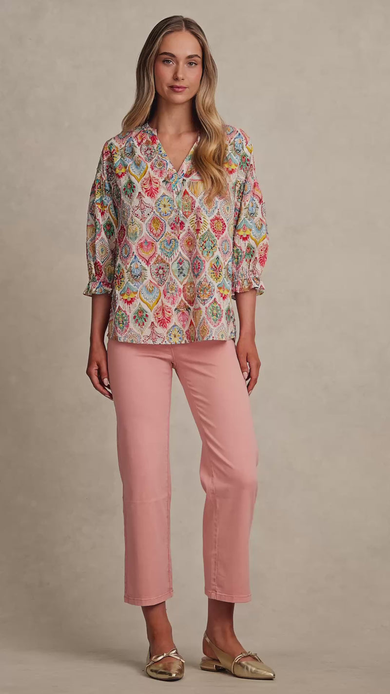 Cotton Dobby Blouse - Pink Nouveau