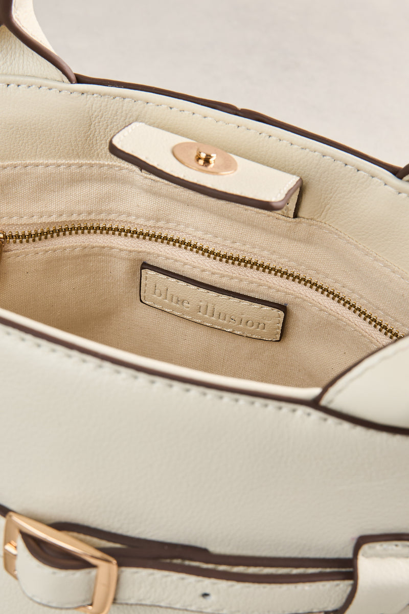 Buckle Detail Tote - Cream