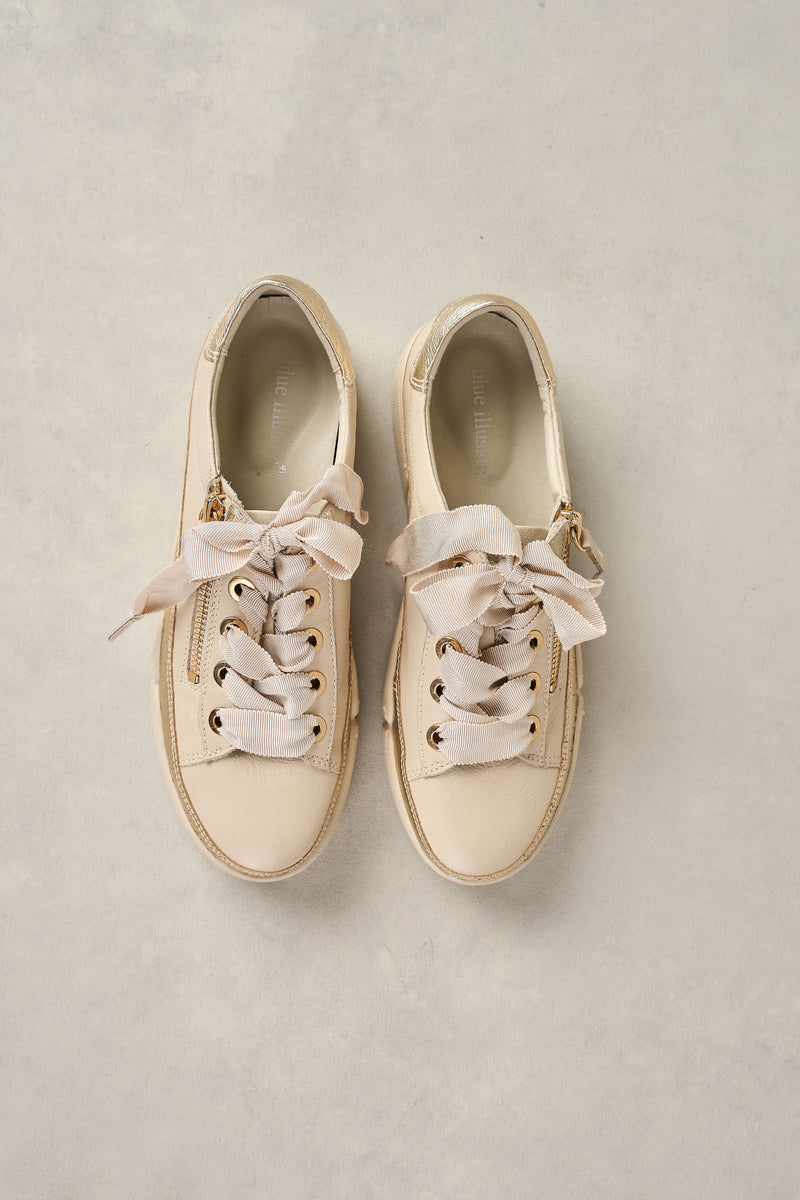TALINA LEATHER SNEAKER - ALMOND