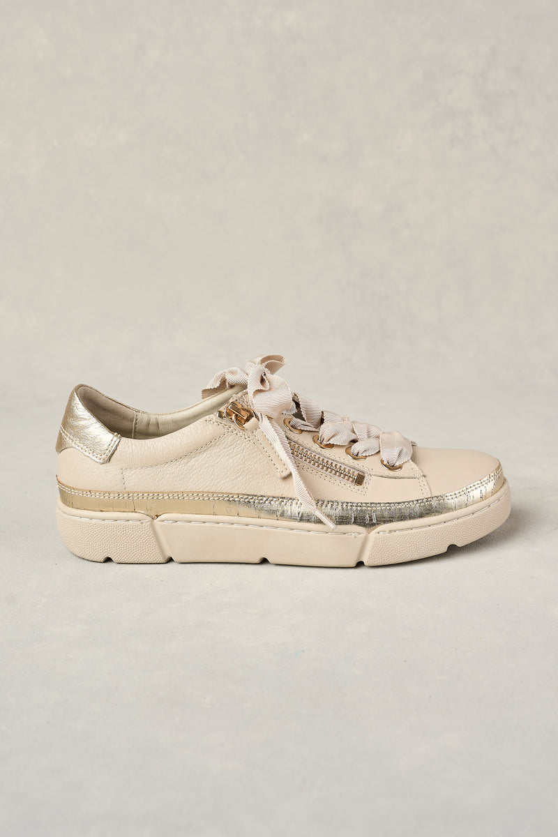 TALINA LEATHER SNEAKER - ALMOND