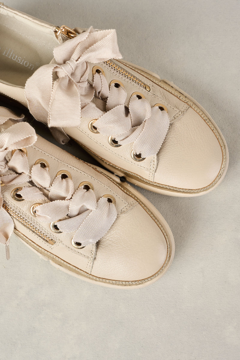 TALINA LEATHER SNEAKER - ALMOND