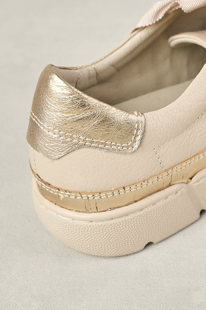 TALINA LEATHER SNEAKER - ALMOND
