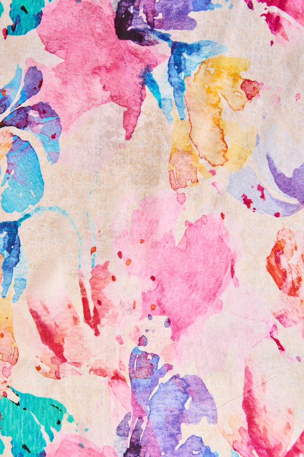 Watercolour Floral Silk Scarf